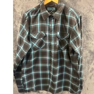 Dixxon Flannel “Union Square” Full Button Up Flannel Shirt Size LT Aqua Blue/BLK